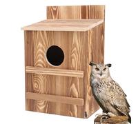 Owl Nest Box, Wooden Owl Nesting Boxes, Easy Assembly, Large Handmade Birdhouse with Circular Opening, Includes Mounting Screws For Garden and Backyard Use