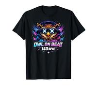 Owl On Beat 140 BPM - Motivo Techno Rave Música Electrónica Camiseta