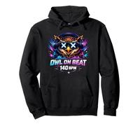 Owl On Beat 140 BPM - Motivo Techno Rave Música Electrónica Sudadera con Capucha
