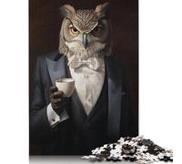 Owl Standing in A Suit Puzzles Imposible,desafío para Adultos Juego Educativo 1000 Piezas Obra De Arte De Juego De para Adultos Y Niños A Partir De 12 Años 1000pcs (40x28cm)