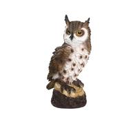 Owl Statue, Outdoor Owl Decor with Realistic Serious Expression, Animal Scare Action Figurine for Balcony, Patio, Porch, Roof, Pond, Yard, Lawn, Fireplace Mantel, Pool, and Garden Spaces