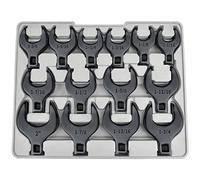 Owl Tools Juego de llaves de pie de cuervo jumbo de 1/2 unidad (juego de 14 piezas en tamaños SAE grandes de 1 1/16 a 2 pulgadas) óxido negro con juego de llaves de gallo grabadas con láser