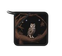 Owl Under The Starry Sky - Alfombrilla aislante cuadrada de 7.1 pulgadas, apta para cocinar, hornear, olla caliente, etc.
