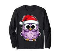 Owl Wearing Santa Hat Owl Lover Christmas Xmas Manga Larga