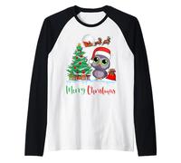 Owl Wearing Santa Hat Xmas - Merry Christmas Owl Camiseta Manga Raglan
