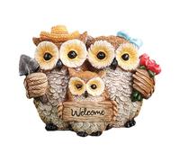 Owl Welcome Statue - 4.33x2.95x3.54in Resin Garden Decor, Cartoon Figurine, Colorful Feathered Ornament | Three Friendly Owl Sculpture For Garden Patio Yard Indoor Outdoor Home Decoration Gift