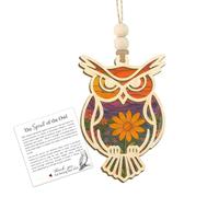 Owl Window Sun Catcher - Wooden Art Ornament, Handmade Sun Decor with Card, Elegant Hanging Decoration | Beautiful Accent for Home Living Room Window Patio Display Indoor Outdoor Room Gift