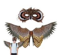 OWL WINGS - Traje de búho | Bird Wings Cape con máscara de ojos | Juego de disfraces de felpa y tela fantásticos con movimiento de brazo libre para el rendimiento de la escena de ca