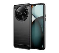 owlhold Funda para Xiaomi Redmi A3 / Xiaomi Redmi A3X, Texturas cepilladas y de fibra carbono Carcasa, Ultrafina TPU Suave Militar Protector Capa Antigolpes, AntiRaspaduras, Antideslizante Case, Negro
