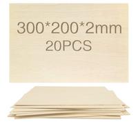 OWLKELA 20 piezas Tilo Tablero, 300 * 200 * 2mm - Hojas de Madera Manualidades, Recortes de Madera para Manualidad, Ideal para Proyectos de Láser, Artes y Manualidades, Grabado en Maderas