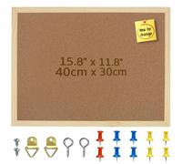 OWLKELA Placa de Corcho 40 * 30 * 1,4 CM - Pizarra Con Marco de Madera, Fijaciones, Chinchetas y Adhesivo de Doble Cara Incluidos