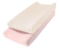 Owlowla - Juego de 2 fundas para cambiador, suaves puntos Minky para bebé y niña, color rosa y crema)