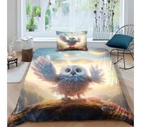 Owls Juego De Funda Nórdica Individual/matrimonial Microfibra Suave Bedding Set, Aves Rapaces Funda Nórdica con Fundas De Almohada Ropa De Cama De Ayuda para Dormir Single（135x200cm）