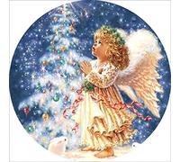 OWN4B Kit de punto de cruz con sello, diseño de árbol de Navidad de niña ángel impreso de 11 quilates, 14.2 x 14.2 pulgadas, kit de bordado (ángel)