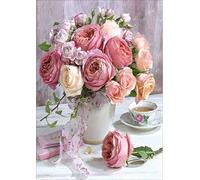 OWN4B Kits de punto de cruz estampados, hermosas flores impresas patrón 11CT 36.1x46.0 cm DIY Kit de bordado (jarrón)