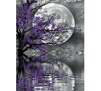 OWN4B Paquete de bordado de punto de cruz preimpreso, árbol en el lago a la luz de la luna cuadros 11 ct 14,2 x 18,1 pulgadas DIY kit de bordado