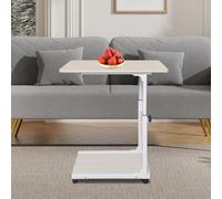 Owneed Mesa auxiliar con ruedas, altura ajustable (55 - 80 cm), capacidad máxima total de 20 kg, mesa de aseo, mesa multifunción, (50 x 35 cm, blanco)