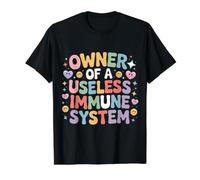 Owner of A Useless Immune System Humor de Salud - Camiseta gráfica económica, Hombre, Negro, S