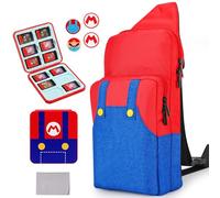 Owngen Bolsa de viaje para Nintendo Switch/Lite/OLED, para Super Mario, portátil, para juegos, pecho, hombro, accesorios de transporte, mochila de almacenamiento con bonita funda para tarjetas de
