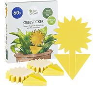 OwnGrown Trampa para Moscas Amarilla para Plantas de Interior - Paquete de 60 Pegatinas para Control de Mosquitos - Trampa para Moscas de Fruta de Girasol Ideal para Plantas de Interior - 13,5x7,5 cm