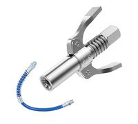 Ownkim Boquilla Bomba de engrase G Coupler con Doble asa - Acoplador para Pistolas de engrase, Compatible con Todos los Tipos M6-M14, Manguera de 30 cm incluida