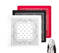 Ownkim Conjunto de 3 Bandanas Paisley Unisex,Pañuelos Multifunción con Diseño de Anacardo,Bufandas de Cachemira para Cuello, Muñeca y más (Rojo, Blanco, Negro)
