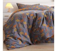 Ownkoti - Edredón reversible de algodón con patrón de hojas de ginkgo, ultrasuave, ligera, transpirable para sofá