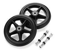 OwnMy Ruedas de repuesto para silla de ruedas de goma de 6 pulgadas, ruedas delanteras, ruedas de repuesto antideslizantes para sillas de ruedas, juego de 2 ruedas negras