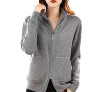 Ownwfeat Suéter De Lana para Mujer, Cárdigan con Doble Cremallera, Tops De Punto Informales A La Moda