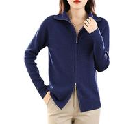 Ownwfeat Suéter De Lana para Mujer, Cárdigan De Solapa Inferior con Cremallera Doble, Chaqueta De Punto Informal para Mujer