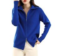 Ownwfeat Suéter De Lana para Mujer, Cárdigan De Solapa Inferior con Cremallera Doble, Chaqueta De Punto Informal para Mujer