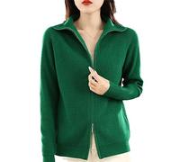 Ownwfeat Suéter De Lana para Mujer, Cárdigan De Solapa Inferior con Cremallera Doble, Chaqueta De Punto Informal para Mujer
