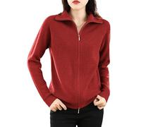 Ownwfeat Suéter De Lana para Mujer, Cárdigan De Solapa Inferior con Cremallera Doble, Chaqueta De Punto Informal para Mujer
