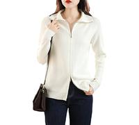 Ownwfeat Suéter De Lana para Mujer, Cárdigan De Solapa Inferior con Cremallera Doble, Chaqueta De Punto Informal para Mujer