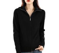 Ownwfeat Suéter De Lana para Mujer, Cárdigan De Solapa Inferior con Cremallera Doble, Chaqueta De Punto Informal para Mujer