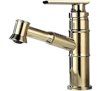OWOHYG Alfombrilla de Lavabo Retro para Ducha, Grifo de Cocina telescópico de Cobre, Negro, Multifuncional, con Bola Dorada, para realzar la decoración de tu baño (Dorado).