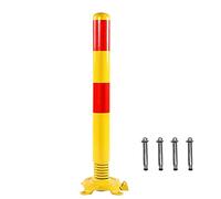 OWOHYG Bolardo de Resorte, Barrera de Seguridad, bolardo con Cinta Reflectante roja, Tope metálico para estacionamiento, Barrera de estacionamiento, 6 Unidades