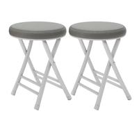 OWOHYG Cojín de Asiento de Cuero Resistente al Agua con Cremallera, 5 cm de Grosor, para Silla de Comedor, Cambiador de Zapatos, Patio, jardín, Blanco, Gris, 2 Unidades