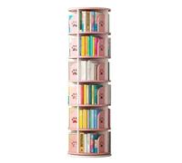 OWOHYG Estantería Estrecha De Madera Maciza para Libros, Estantería De 3/4/5 Niveles, De Pie, Giratoria 360°, para El Hogar Y La Oficina, Estante Alto, Exhibición, Rosa, 46 X 189 Cm