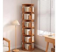 OWOHYG Estantería Vertical Giratoria De 360° De 4, 5 Y 6 Niveles, De Madera Maciza, Ideal para Almacenar Libros Y Objetos De Colección, De Cerezo, 193 Cm.