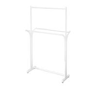 OWOHYG Expositor De Ropa De Doble Capa, Perchero De Pie De Metal Resistente, Perchero Colgante Multifuncional, para Dormitorio, Recibidor, Tienda De Ropa Y Boutique..White-80x50x220 cm