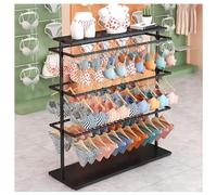 OWOHYG Expositor De Ropa Interior De Doble Cara, Percheros Metálicos con Estante Superior, Organizador Multifuncional para Bufandas, Sujetadores, Calcetines, Guantes Y Bragas..Black-100x40x135 cm