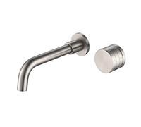 OWOHYG Grifo de baño Moderno de latón Negro de Pared con diseño de una Sola manija, Grifo de Lavabo de Agua fría y Caliente de Doble Control en 3 Acabados (níquel Cepillado), níquel Cepillado