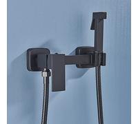 OWOHYG Grifo de bidé de latón con rociador de Ducha musulmán, Mezclador de Agua fría y Caliente, Grifo de Ducha Cuadrado Negro (Negro B), Negro B