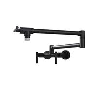 OWOHYG Grifo de Cocina de Pared con Doble Orificio Giratorio de 360°, de latón Cepillado, Mezclador de Cocina Duradero y Elegante para hogares Modernos (Modo Dual Nero), Nero, Modo Dual