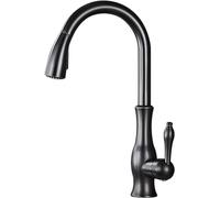 OWOHYG Grifo de Cocina Moderno extraíble con caño Giratorio de 360°, Mezclador de Agua Caliente y fría, diseño de una Sola manija para Mayor funcionalidad y Estilo, Cualquier Cocina (Nero A),