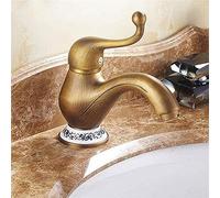 OWOHYG Grifo de Lavabo de baño de latón Antiguo, Grifo de Lavabo de Agua fría y Caliente con manija de una Sola Palanca, Mezclador de Cocina con Acabado en Bronce