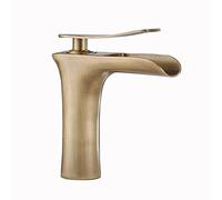 OWOHYG Grifo de Lavabo de baño en Cascada de latón Antiguo, Estilo Retro, Grifo de una Sola Palanca de 1 Orificio (Antiguo a), Antiguo a
