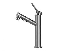 OWOHYG Grifos de Lavabo Altos extraíbles G1/2 Grifo para Lavado de Manos con Agua Caliente y fría Grifo para Lavado de Manos para baño a Prueba de Salpicaduras, Gris (Gris)