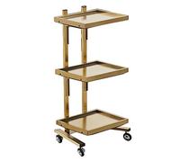 OWOHYG Hairdressing Stainless Steel Cart with Folding Table Stroller for Japan Hair Salon Tool Cart Trolley in H/Golden/M Colors (Golden M),Golden,M